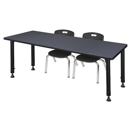 Regency Tables > Height Adjustable > Rectangular Mobile Table & Chair Sets, 72 W, 30 L, 23-34 H, Grey MT7230GYAPCBK45BK